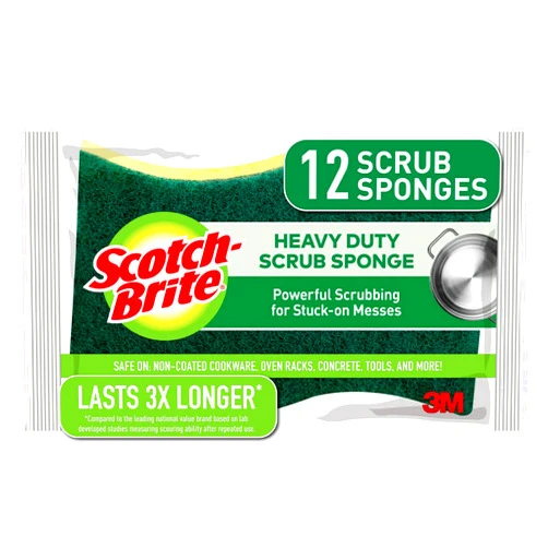 Scotch-Brite Heavy Duty Scrub Sponges, 12 Scrub Sponges, Stands Up to Stuck-on Grime