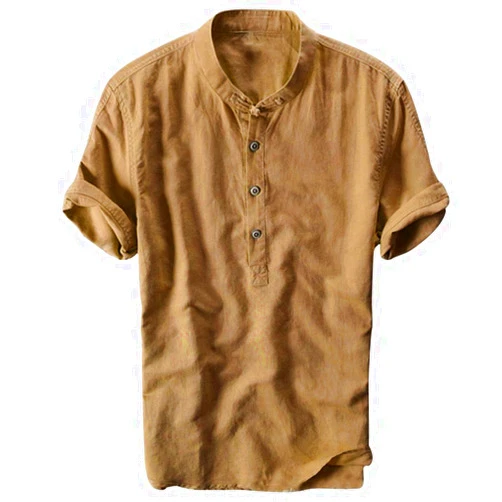 GDJGTA Tops for Mens Summer Cool and Thin Breathable Collar Hanging Dyed Gradient Cotton Shirt