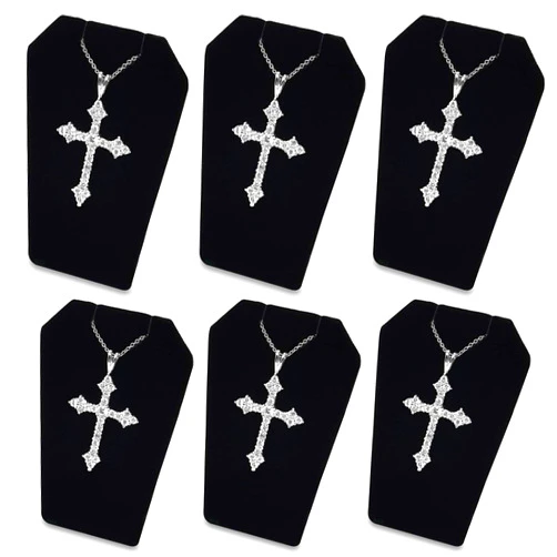 MOOCA 6 Pcs Set Black Velvet Mini Earring Stand, Jewelry Display, Necklace Chain and Pendant Display Stand, Jewelry Holder Showcase, 3 1/4 Inches Height