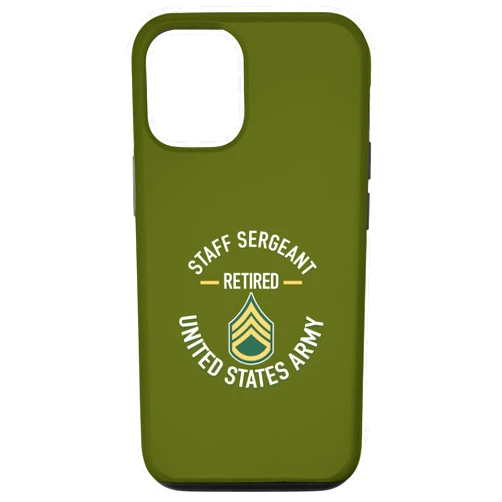 J.Bergsonn U.S. Military Army SSG Retirement Staff Sergeant SSG Retired Army Military Retirement Gifts Case for iPhone 12/12 Pro