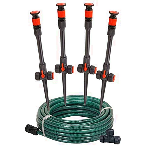 Eden 97063 Multi-Adjustable Flex Design Above Ground Irrigation Garden Sprinkler System, Sprinkler & Hose, DIY Plant Watering Set