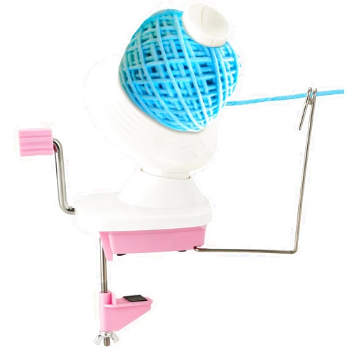 MAOPINER Needlecraft Yarn Ball Winder Hand-Operated, Pink Manual Wool Winder Holder for Swift Yarn Fiber String Ball (Pink, White)