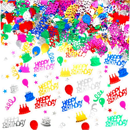 WILLBOND 3000 Pieces Happy Birthday Confetti Birthday Cake Confetti Metallic Foil Balloon Confetti Table Scatter Confetti Decorations for Birthday Party, Baby Shower, DIY Arts and Crafting