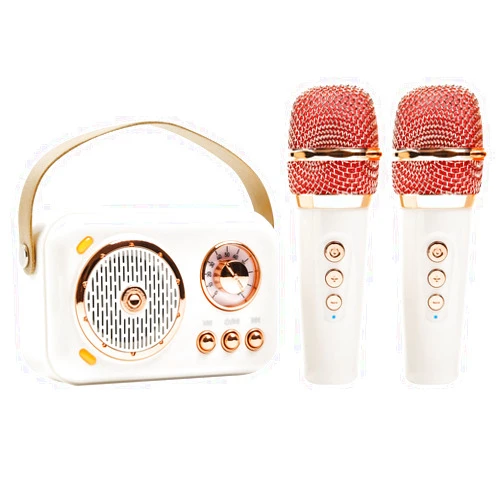 Aresrora Portable Bluetooth Speaker with Microphone Set,Retro Bluetooth Speaker with Home Karaoke Machine,Portable Handheld Karaoke Mics Speaker Machine for Kids and Adults Home Party Birthday(White)