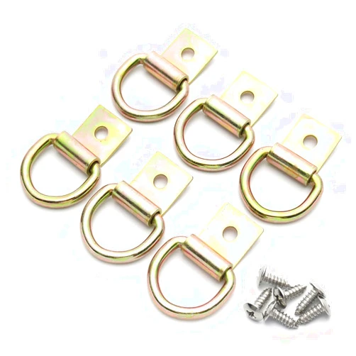 SBYLTEK 6 Pcs Steel D-Ring Tie Down Anchor Hooks, Zinc-Coated Steel 1/4