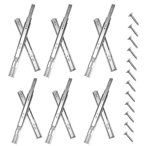 HLC 22inch Soft Self Close Drawer Slides 6 Pairs (12pcs) Full Extension Ball Bearing Drawer Slides 3 fold Full Stretch Side Mount Drawer Slides 100 LB Capacity Drawer Slide 22