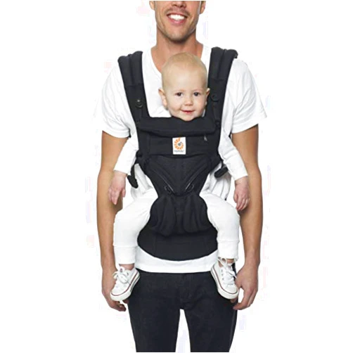 Ergobaby Omni Classic Baby Carrier Newborn to Toddler - Breathable Baby Carriers for Summer - All-Position Carrier with Lumbar Support (7-45 Pounds), Mesh, Onyx Black