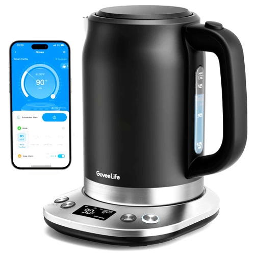 GoveeLife Smart Electric Kettle Temperature Control, WiFi Electric Tea Kettle with Alexa Control, 1500W Rapid Boil, 2H Keep Warm, 1.7L BPA Free Stainless Steel Water Boiler for Tea, Coffee, Oatmeal