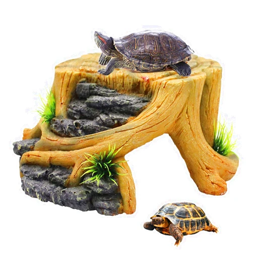 Clyairmao Turtle Basking Platform,Tortoise Resin Resting Reptile Habitat Ornament Aquarium Turtle Tank Decorations Reptile Hide Floating Ledge Resting Terrace for Turtles,Bearded Dragons,Lizard,Newts (Shape 2)