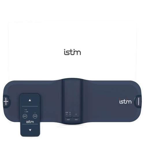 iStim X1 Wireless Heat TENS Unit Muscle Stimulator for Back Pain Relief - Rechargeable Massager with Remote Control,15 Intensity and Japanese Gel Pads