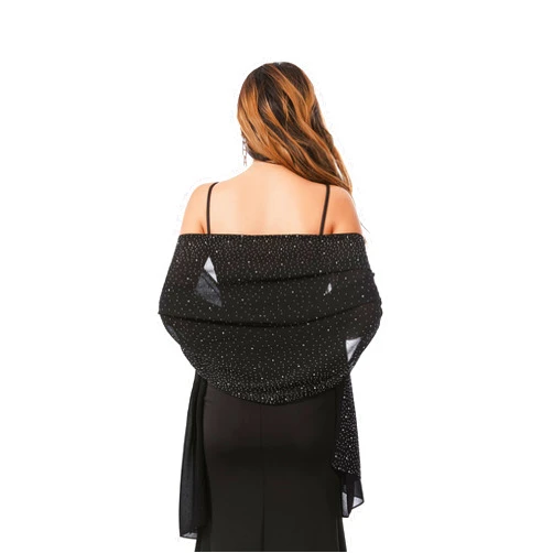 Gzcvba Shawls and Wraps for Evening Dresses Sheer Chiffon Women Elegant Soft Silky Sparkly Wedding Bridal Scarf
