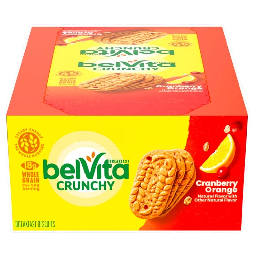 belVita Cranberry Orange Breakfast Biscuits, 8 Packs (4 Biscuits Per Pack)