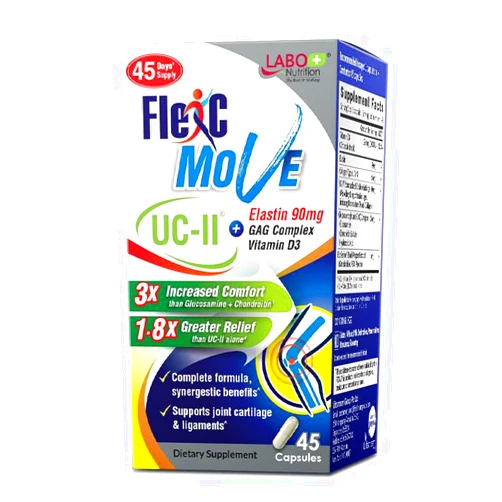 LABO Nutrition FlexC Move, Advanced UC-II Collagen Supplement for Joints Support, Enhanced with Elastin, Collagen Types I, V, X, Glucosamine, Chondroitin, Vitamin D3 - for Targeted Recovery