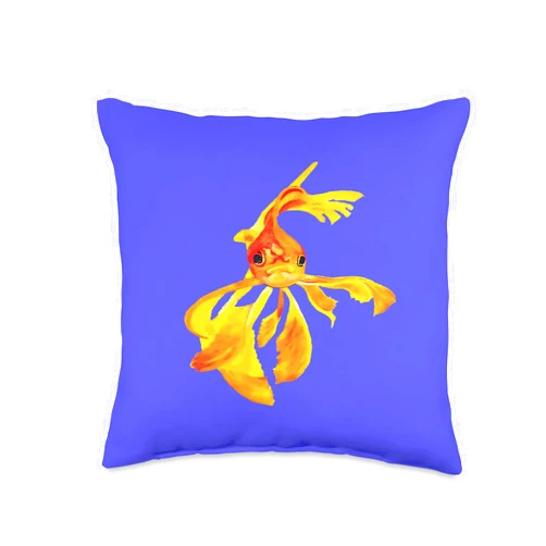 Pet Goldfish Gifts And Fancy Fish Tees by taiche Cute Fantail Goldfish Vector Art Throw Pillow, 16x16, Multicolor