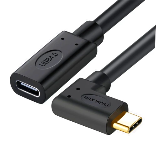 FUJIAXUN 0.5FT Thunderbolt 4 Extension Cable, USB Type C Flexible TPU Fast Charge Cable 240W, 40Gbps, 8K@60Hz Compatible with Thunderbolt 3/2, USB 3.1/3.2 (Twisted Pair-R, BLACK, 0.5FT)