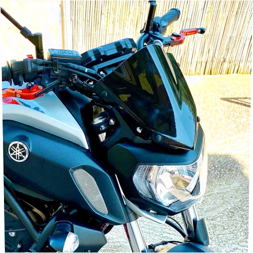 Lorababer Motorcycle Front Windshield Windscreen Airflow Wind Screen Deflector Double Bubble Fairing Compatible with MT07 FZ07 MT-07 FZ-07 2018 2019 2020 (Smoke)