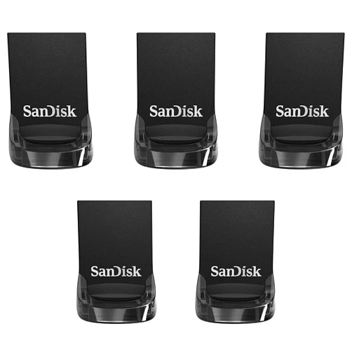 SanDisk 64GB 5-Pack Ultra Fit USB 3.2 Gen 1 Flash Drive (5x64GB) - Up to 300MB/s, Plug-and-Stay Design, Non-Retail Packaging - SDCZ430-064G-GAM5C