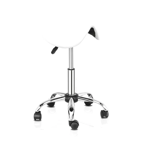 OmySalon Saddle Stool Rolling Chair,Adjustable Hydraulic Stool,Ergonomic Esthetician Chair with Swivel Wheels for Kitchen, Salon, Spa, Tattoo, Pedicure, Massage,White