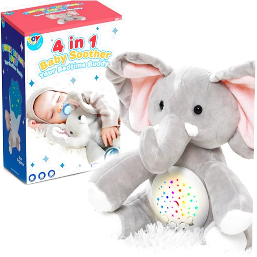 TOY Life Shush Baby Sleep, Baby Soothers Newborn, Crib Soother with Moms Heartbeat, Baby White Noise Machine, Lullaby Stuffed Animal Baby Sleep Aid Soothers, Cry Activated Baby Soother Elephant