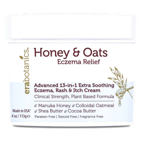 Era Organics Eczema Cream with Manuka Honey & Colloidal Oatmeal – Extra Strength Anti Itch Cream for Dry, Sensitive Skin – Dermatitis & Itchy Skin Relief Moisturizer for Adults & Kids– Steroid Free Face & Body Use