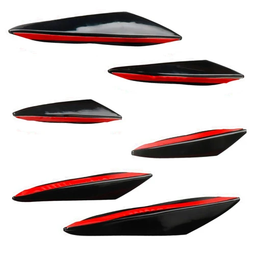 Luminuti 1 Pack 6 Pcs Car Front Bumper Lip Splitter, Universal Auto Spoiler Canards Kit, Car Body Auto Anti Collision Strip Decoration Decal Sticker Fits for Vehicle， Suvs (Black)
