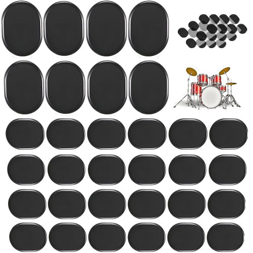 Boao 48 Pieces Drum Dampeners Gel Pads Silicone Drum Silencers Soft Drum Dampener Drum Mute Pads Dampening Gel Pad for Drums Tone Control (Black)