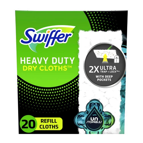 Swiffer Sweeper Heavy Duty Dry Multi-Surface Cloth Refills for Floor Sweeping and Cleaning, Unstopables Fresh Scent, 20 Count