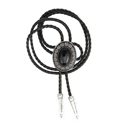 HUABOLA CALYN Bolo tie, Handmade Round Shape Western Cowboy Bola tie black