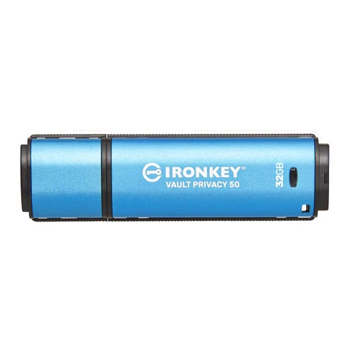 Kingston Ironkey Vault Privacy 50 USB 32GB Flash Drive | FIPS 197 Certified | XTS-AES 256-bit | BadUSB and Brute Force Protection | Mult-Password Option | IKVP50/32GB