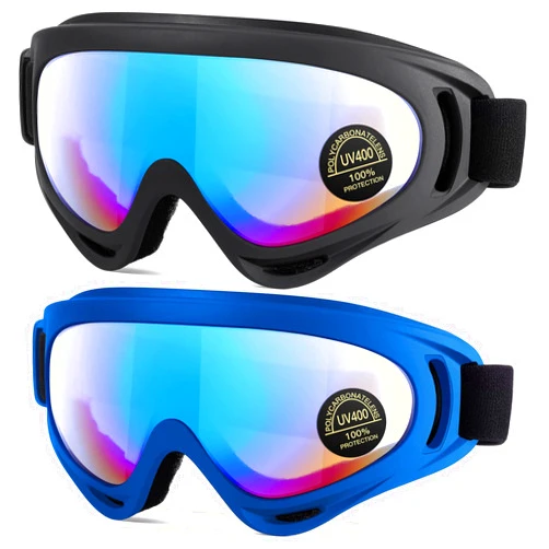 MAMBAOUT Kids Motorcycle Goggles, 2-Pack Dirt Bike Goggles for Child, ATV Off-Road Racing Goggles for Boys Girls