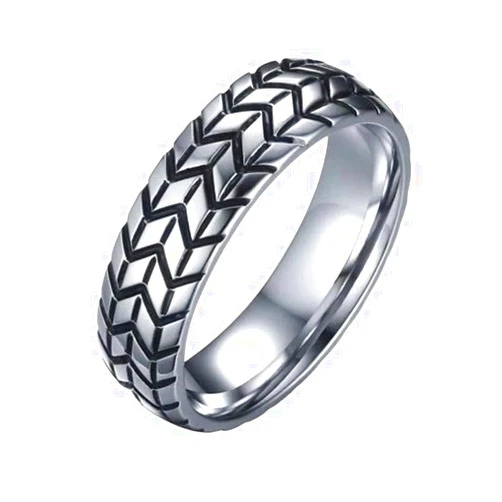 HOIHULK New 2025 Vintage Lucky Men's Ring Adjustable Trendy Tire Lines Pattern Ring Male Rock Creative Hip Hop Style Hand Ornaments Fashion Accessories Creative Gift