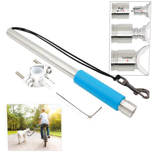 ODIER Dog Bike Leash Attachment Quick Release Hands Free Leash Bicycle Dog Exerciser Impact Absorbing System 550-lbs Pull Strength Paracord Adjustable Length (Blue Grip)