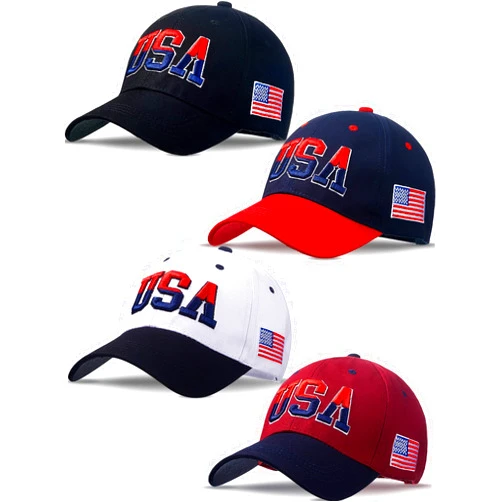 ROLVNHTV 4 Pieces USA Hats for Men American Flag Cap Adjustable Embroidered Patriotic Baseball Hat Trucker Hat for Men Women