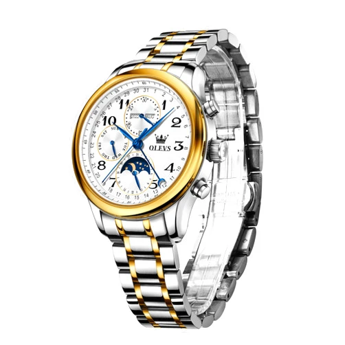 OLEVS Automatic Watches for Men Multi Calendar Moonphase with 3ATM Waterproof Business Classic Luxury Wrist Watch