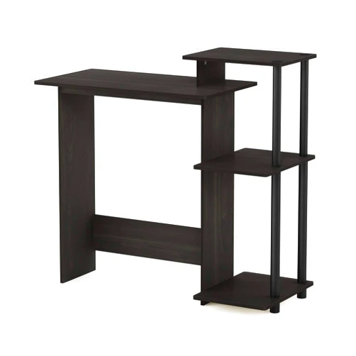Furinno Efficient Home Laptop Notebook Computer Desk with Square Shelves, Espresso/Black
