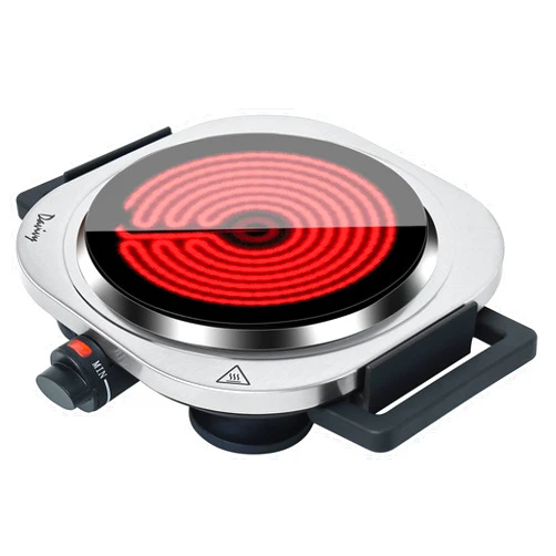 Davivy Single Burner Compact Electric Hot Plate, 1200W, Stainless Steel Base, 7.5inches Crystallite Ceramic Glass Top Infrared Cooktop for ALL Cookwares for Home/RV/Camp(Double-Handle)