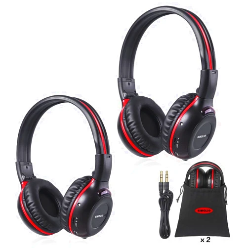 SIMOLIO 2 Pack of Wireless Car Headphones, 2 Channel IR Wireless Headphones for Kids, in Car Wireless DVD Headphones with Storage Bag for Universal Rear Entertainment System, Not for 2017+ Pacifica