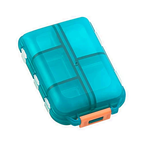 HQAA 7 Day Pill Box 10 Large Divisions with Independent Lid Weekly Pill Organiser Good Sealing Pill Dispenser Can Store Various Conventional Medicines, Supplements and Vitamins(Color:Green)