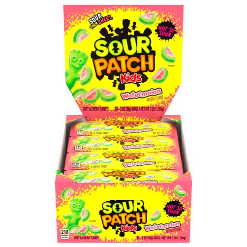 SOUR PATCH KIDS Watermelon Soft & Chewy Candy, Bulk Candy, 24 - 2 oz Bags