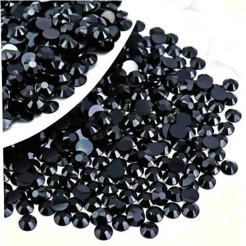 Briskbloom 2000PCS SS20 5mm Resin Flatback Rhinestone, Solid Black Flatback Rhinestones for Nails, Tumblers, Mugs, Bottles, Craft Decoration, Loose Bling Glitter Diamond Stone