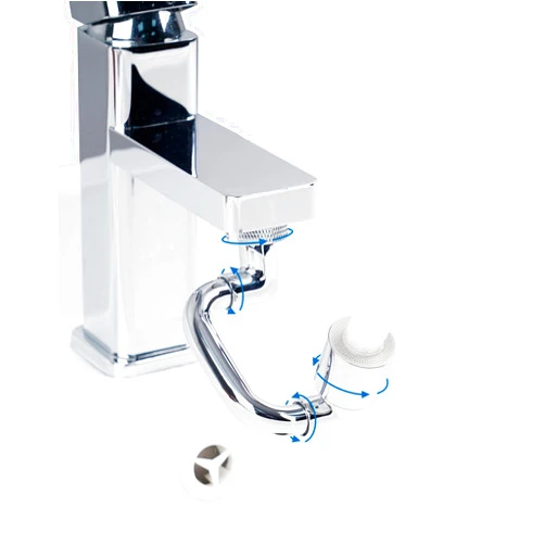 Hibbent 1080° Swivel Faucet Extender, Metal Rotatable Sink Faucet Aerator with Brass Extension, Dual Function 2 Modes Kitchen & Bathroom Sink Sprayer, Faucet Attachment for Gargle/Eye/Face Washing