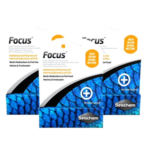 Seachem 3 Pack of Focus Freshwater and Marine Fish Medication, 5 Grams Per Pack