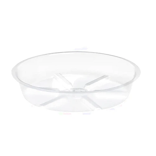 Rocky Mountain Goods Clear Plastic Plant Saucer Drip Tray - 8-inch - Indoor and Outdoor Plant Tray for Pots - Protects Floors from Warping and Water Rings - Clear Color Blends in (Pack of 50)
