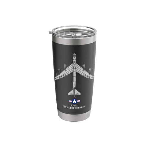 Designed for Flight B-52 Stratofortress Military Airplane Tech Print Travel Mug Stainless Steel Insulated Tumbler