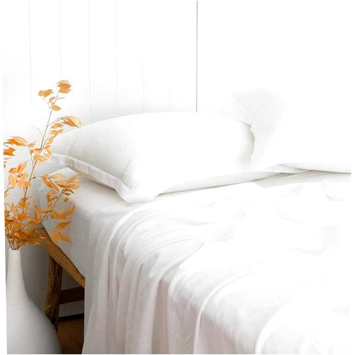 PANDATEX White Linen-Textured Sheets Set Twin Size, Soft Cool & Breathable Sheets for Hot Sleepers, Durable Natural Organic Bed Sheets 15