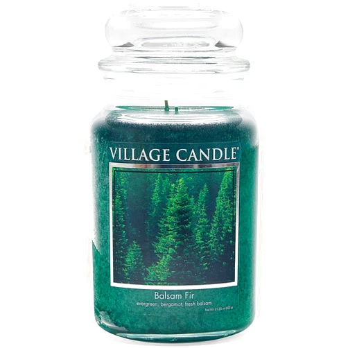 Village Candle Balsam Fir Large Apothecary Jar, Scented Candle, 21.25 oz., Green