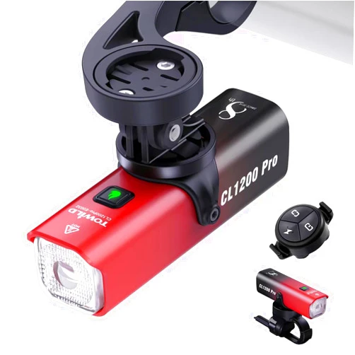 TOWILD CL1200 Bike Lights for Night Riding,Compatible with Garmin/GoPro Mount,1200 Lumen Bright Bike Headlight,4000mAh Rechargeable Battery,Waterproof Bike Front Light for Commuter Cyclists