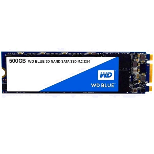 Western Digital 500GB WD Blue 3D NAND Internal PC SSD - SATA III 6 Gb/s, M.2 2280, Up to 560 MB/s - WDS500G2B0B