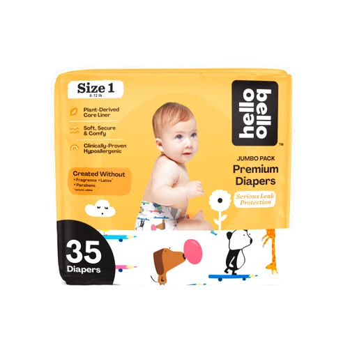 Hello Bello Premium Baby Diapers Size 1 I 35 Count of Disposeable, Extra-Absorbent, Hypoallergenic, and Eco-Friendly Baby Diapers with Snug and Comfort Fit I Teachers Pet
