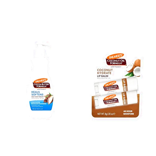 Palmer's Cocoa Butter Daily Skin Therapy Lotion 13.5oz & Coconut Oil Formula Lip Balm Duo Pack of 2